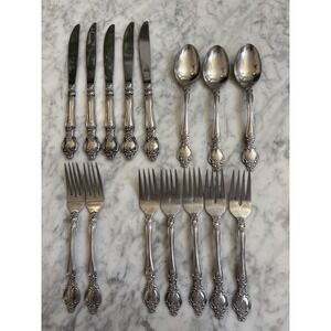 Rogers Stanley Roberts SRB199 Stainless Flatware 15pc Set Floral Rose Korea